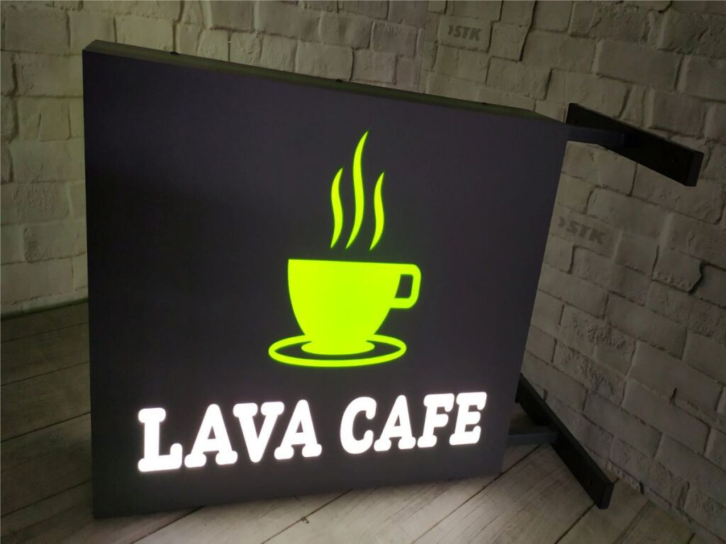 Торцевий двохсторонній лайтбокс Lava Cafe